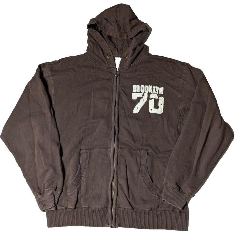 BROOKLYN XPRESS Men 2XL Brown Cotton Blend BROOKLYN 70 Full‎ Zip Hoodie